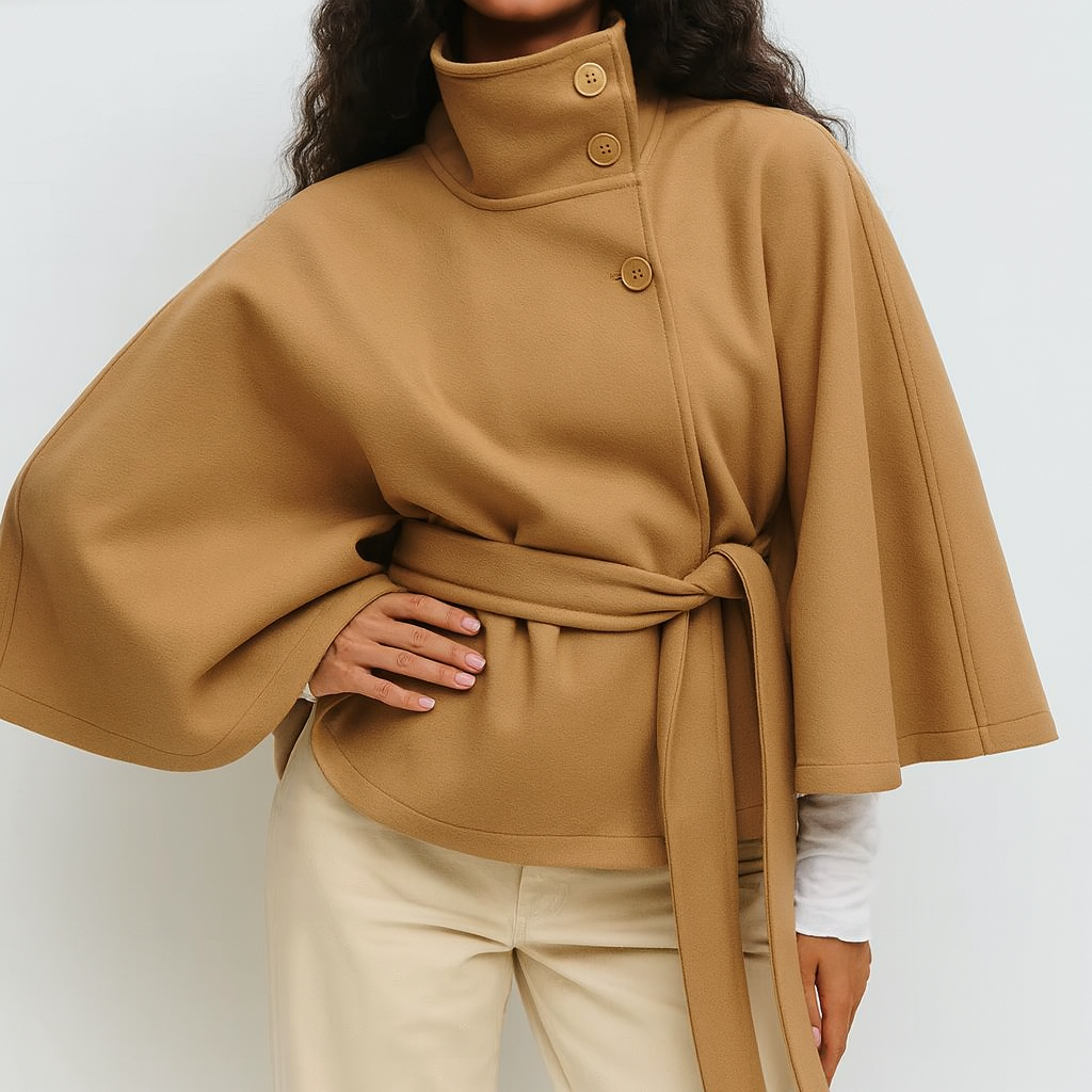 La Veyonne | Belted Cape Jacket by PJ Studio