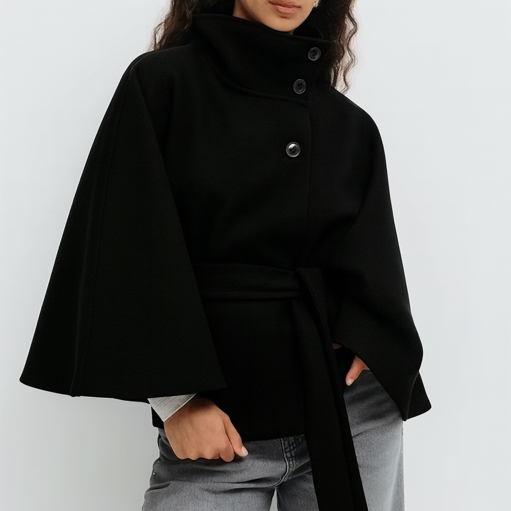 La Veyonne | Belted Cape Jacket by PJ Studio